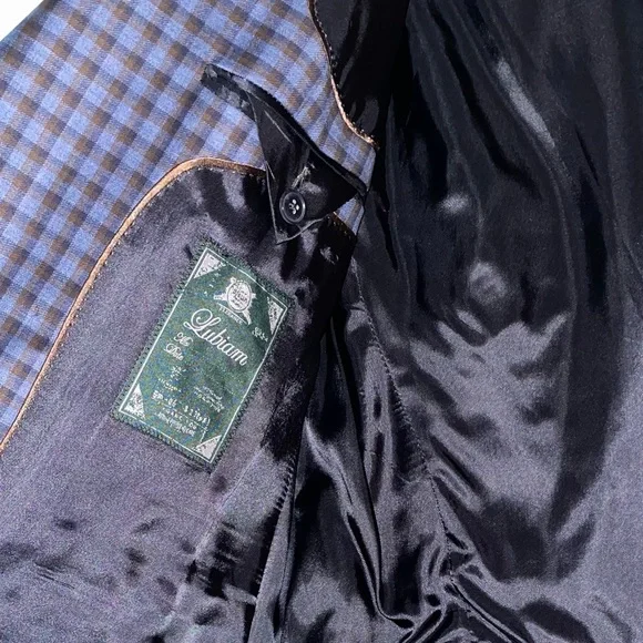 Lubiam Italy Reda 1865 Super 130s Wool Blazer Blue Check Sport Coat NWOT - Picture 5 of 12